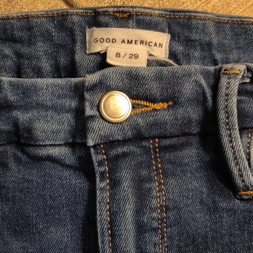Good American Mid Blue Straight Leg Jeans